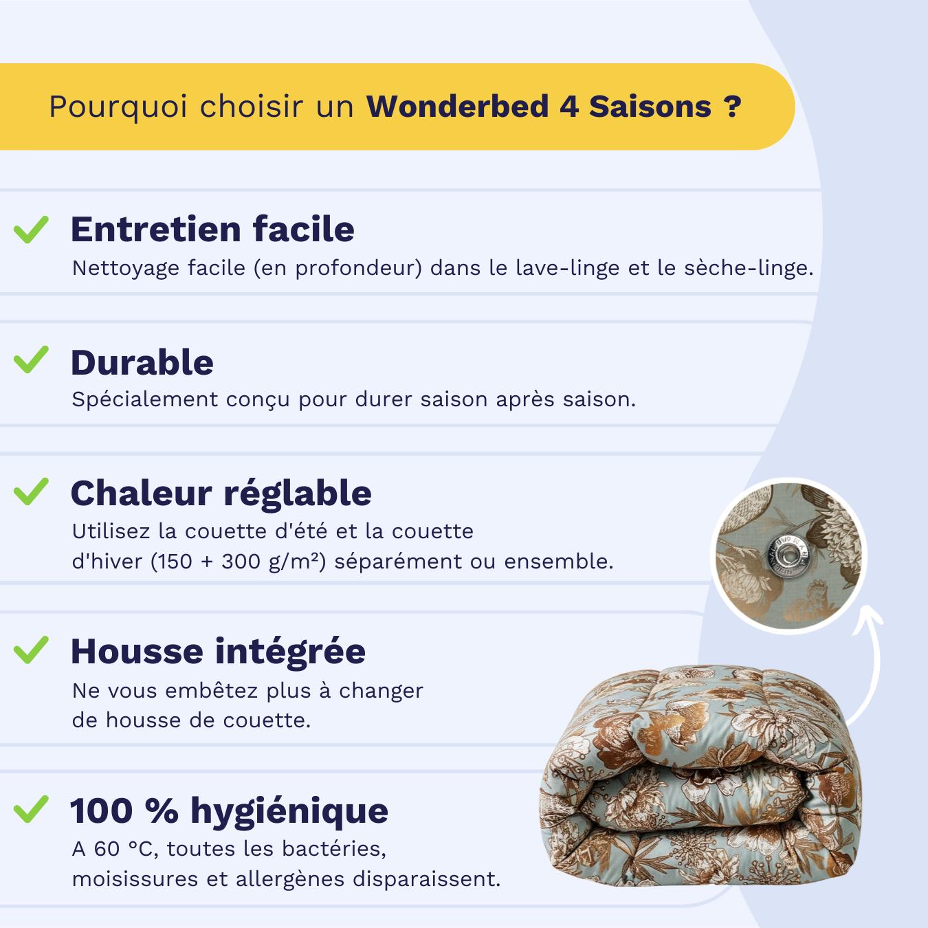 Zelesta Wonderbed 4 Saisons Double - Chic Botanique