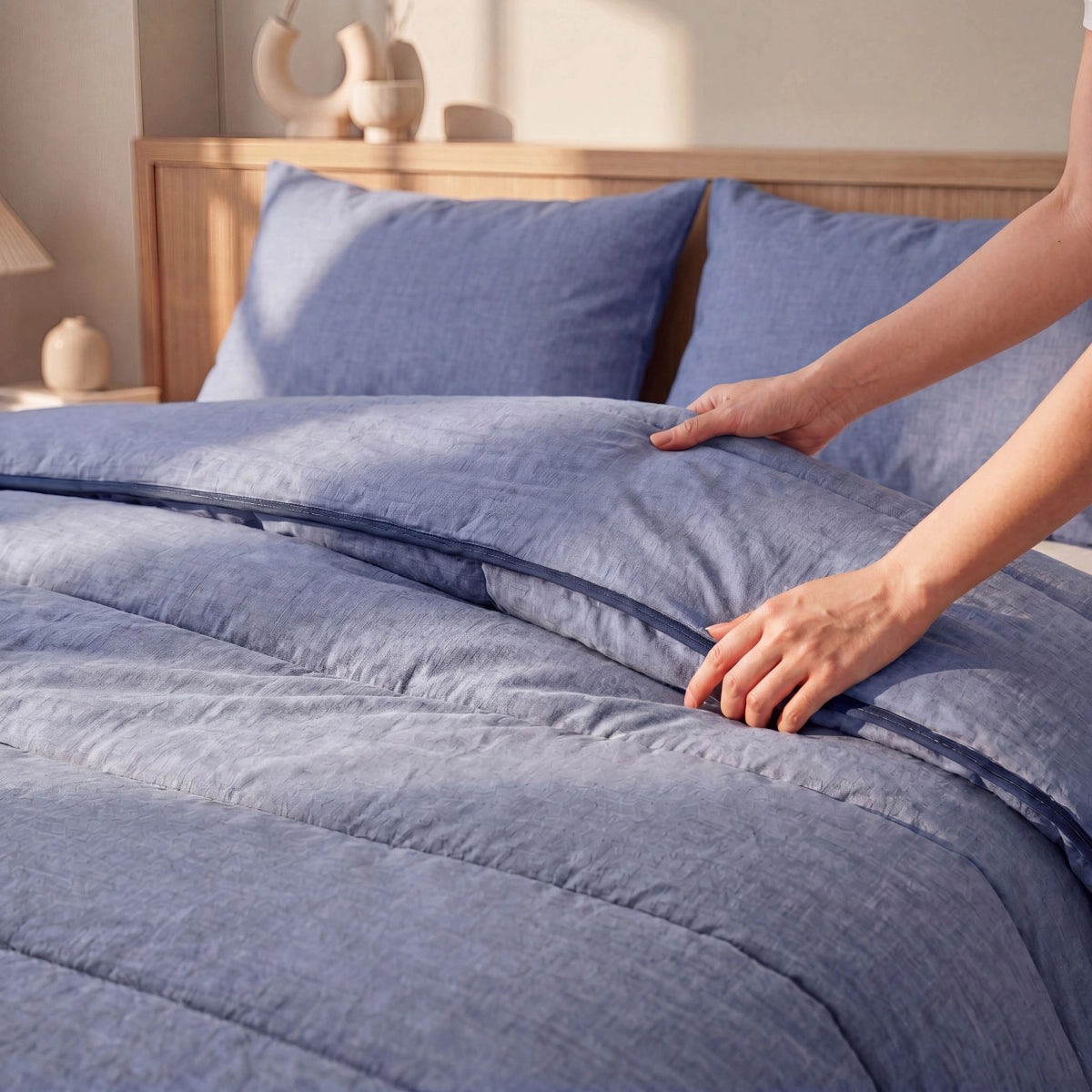 Zelesta Comfort Structure Couette Été - Bleu Jean