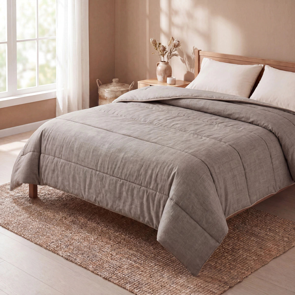 Zelesta Comfort Structure Couette Été - Gris Clair Anthracite