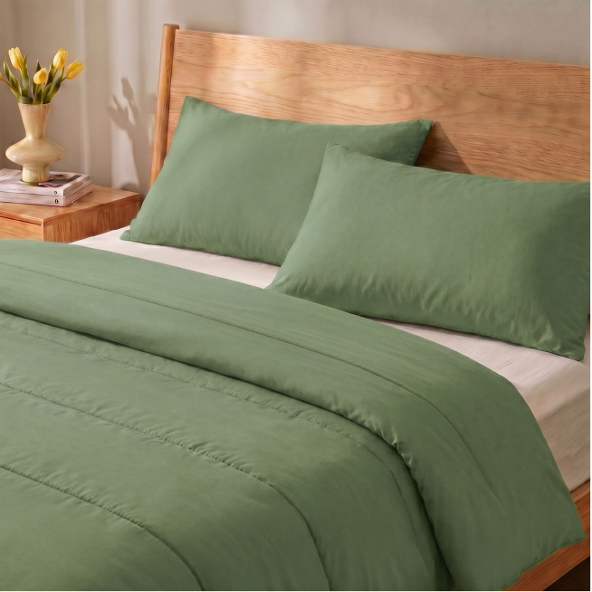 Zelesta Comfort Unie Couette Été - Vert Éternel