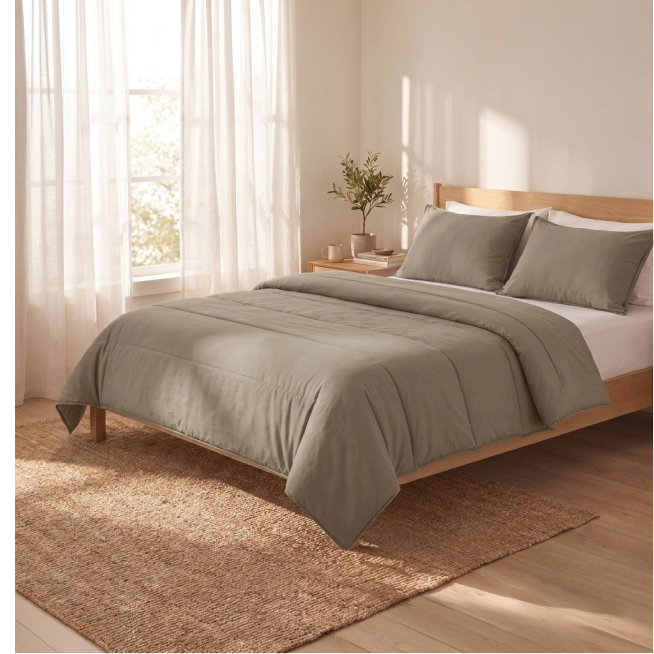 Zelesta Comfort Unie Couette Été - Taupe Naturel