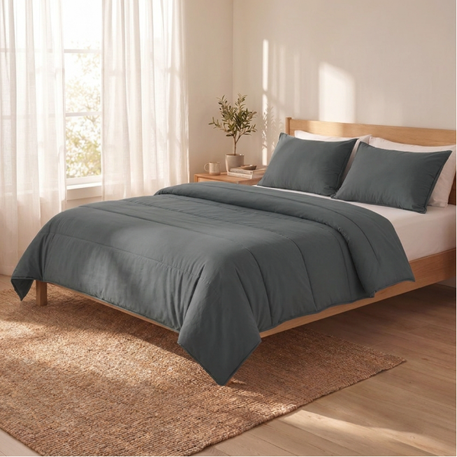 Zelesta Comfort Unie Couette Été - Gris Ardoise
