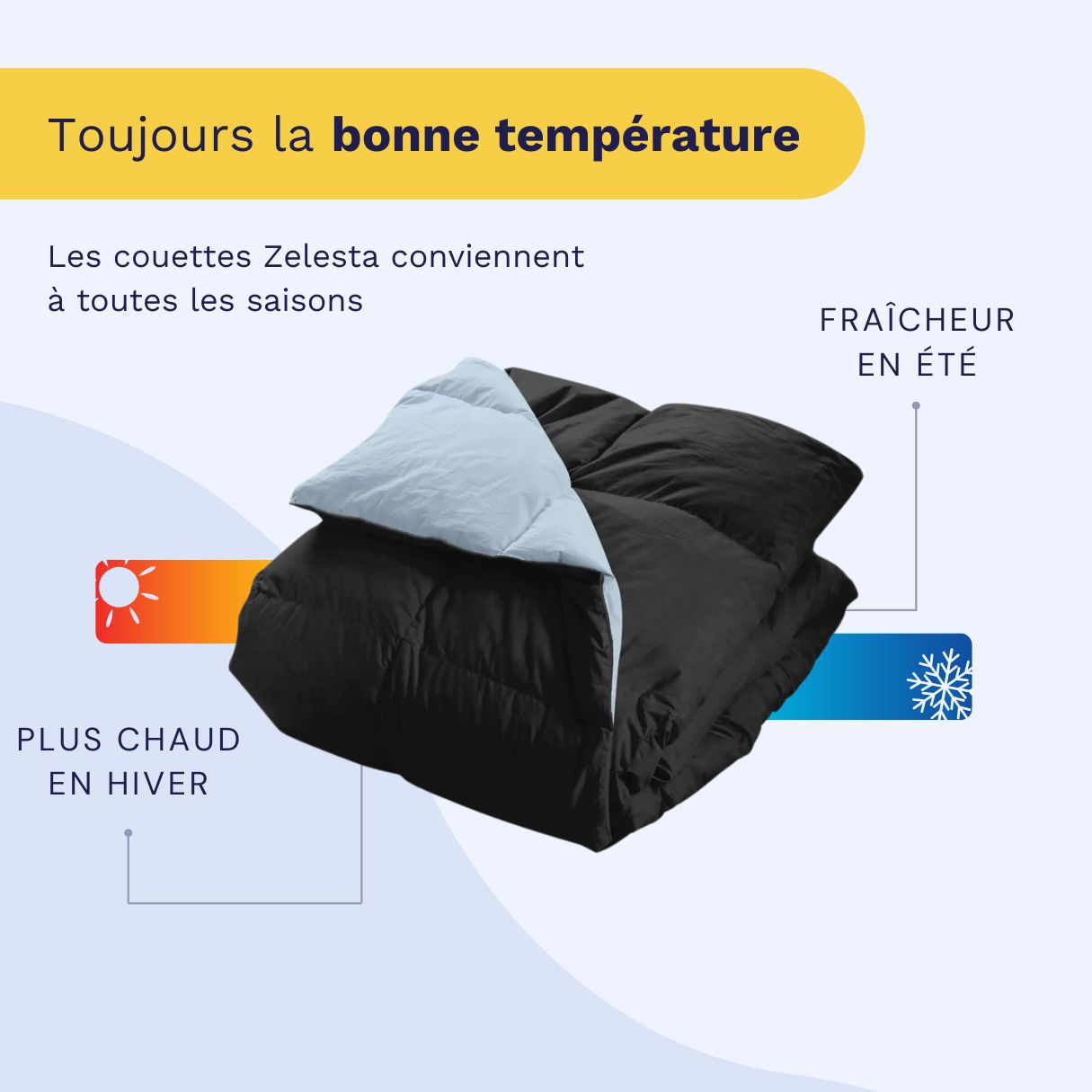 Zelesta Percale Cottonbed  - Bleu Ciel & Noir