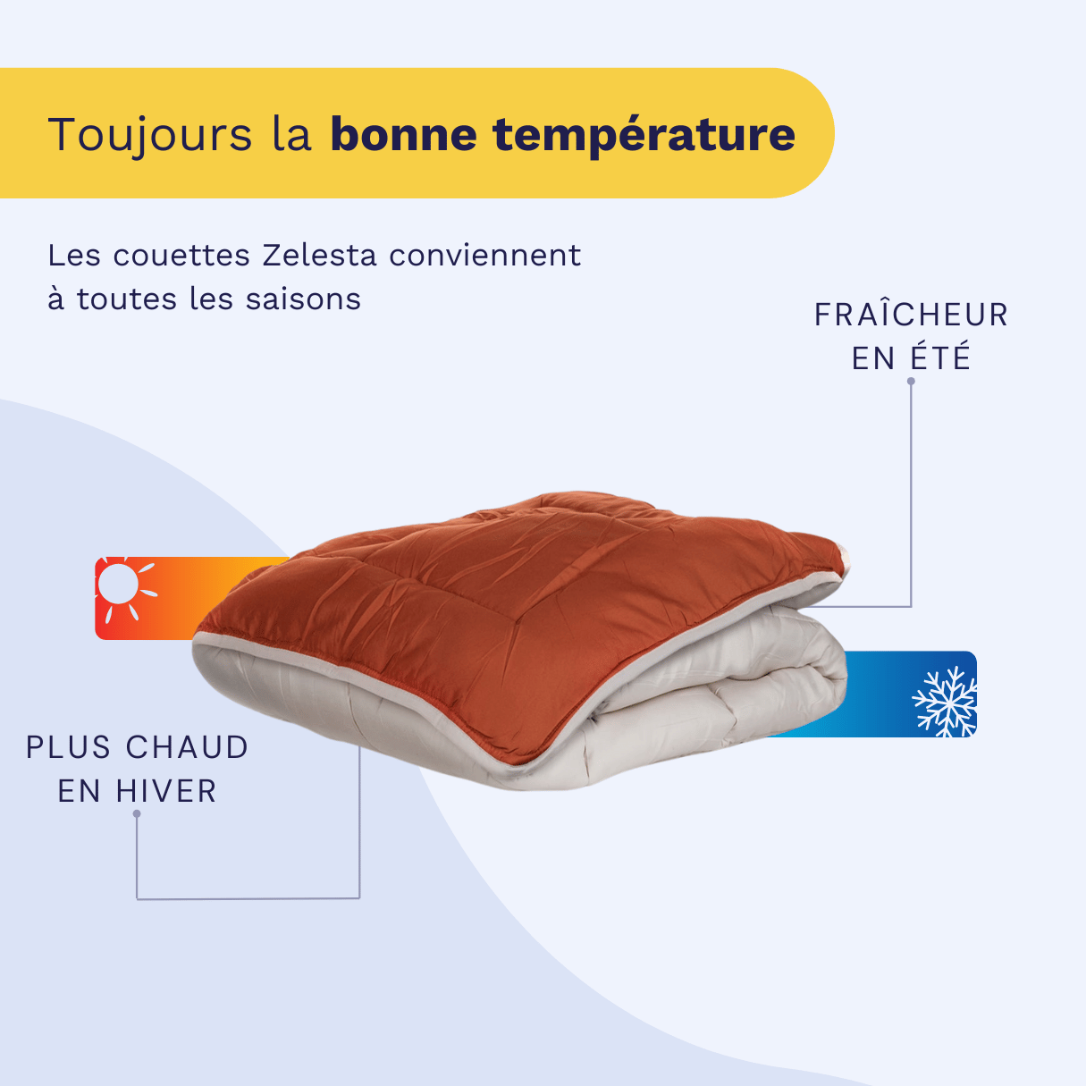 Zelesta Easybed - Gris Clair & Gingembre 200x200cm