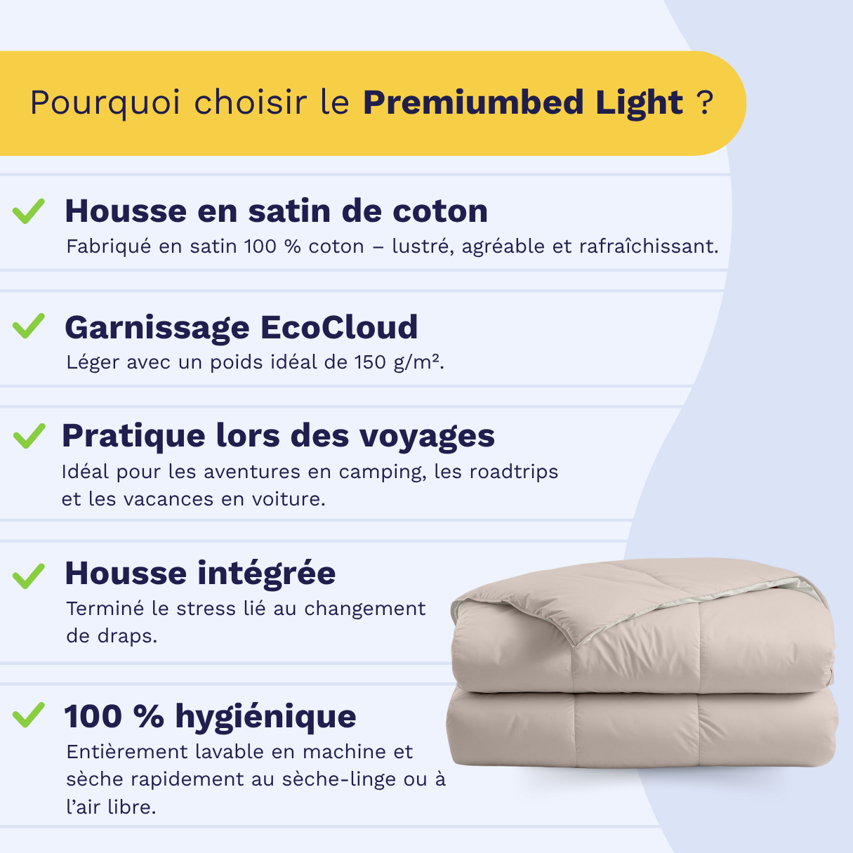Zelesta Premiumbed Light Coton - Soie & Crème de Noix de Coco