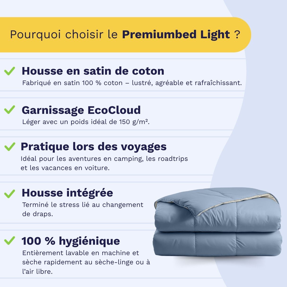 Zelesta Premiumbed Light Coton - Bleu Rêve & Crème