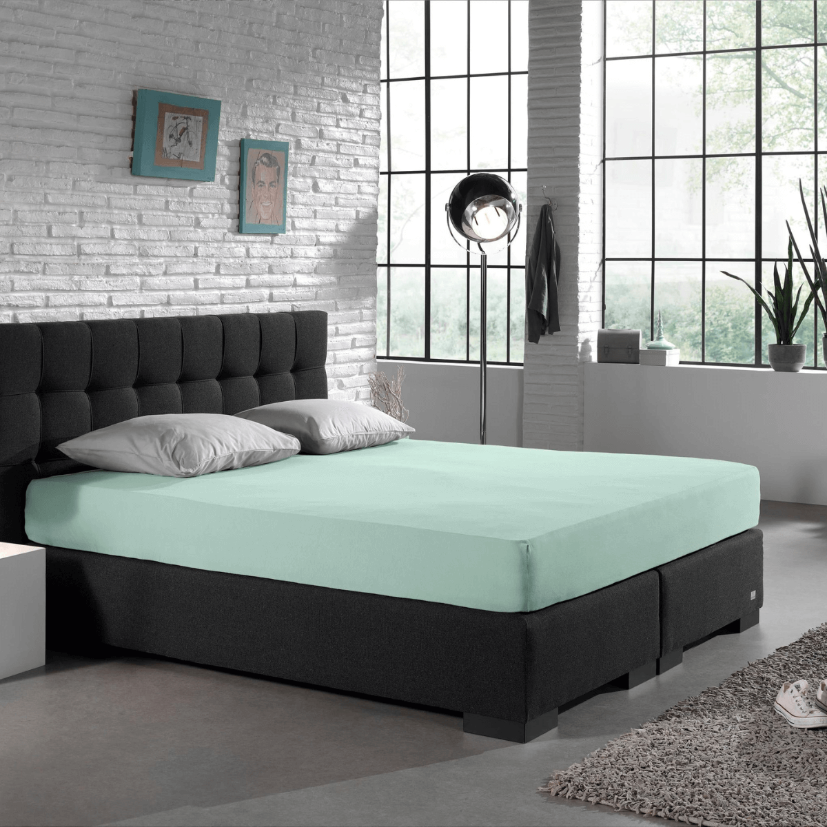 Hoeslaken Enkel Jersey Pastel Blauw 1 Persoons Bedhoes