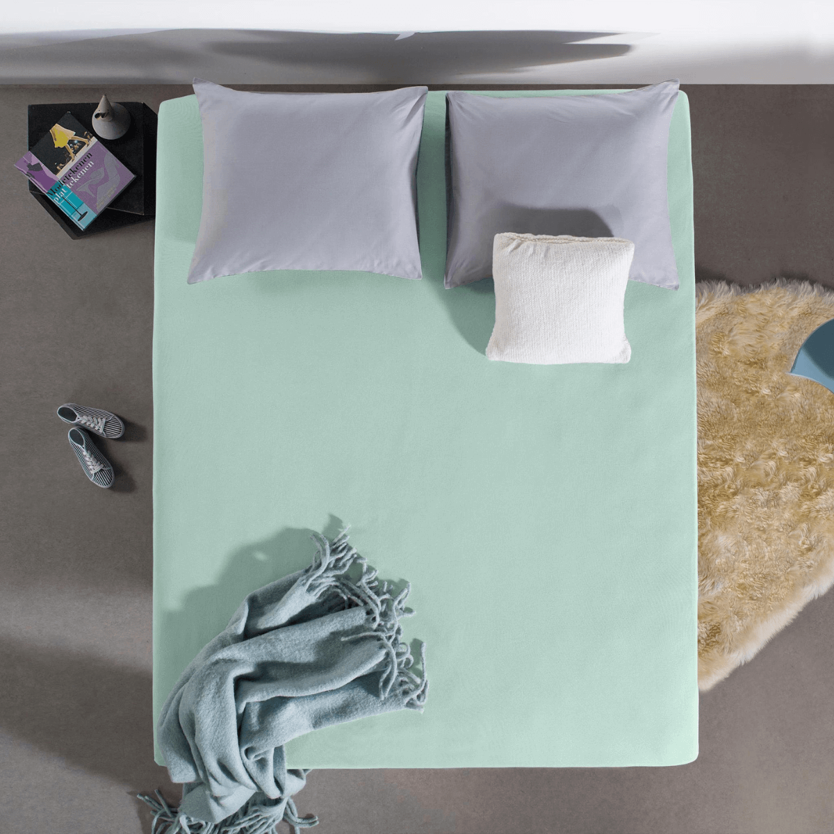       Hoeslaken Enkel Jersey Pastel Blauw 1 Persoons Laken Luchtig