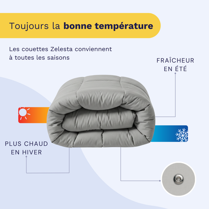 Zelesta Wonderbed 4 Saisons Double Coton - Gris Matinal