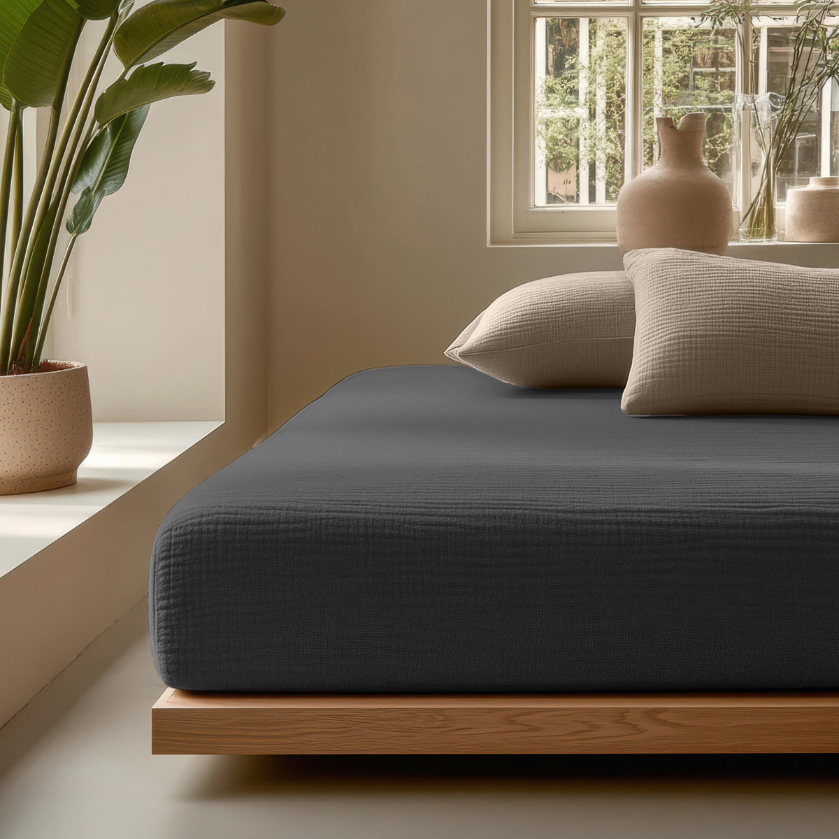 Mousseline Drap-Housse - Anthracite