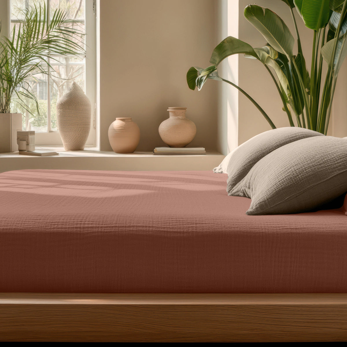 Mousseline Drap-Housse - Rose Poudré