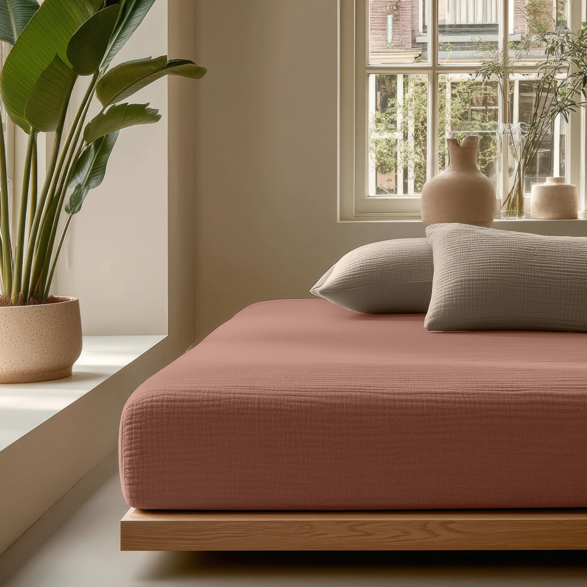 Mousseline Drap-Housse - Rose Poudré