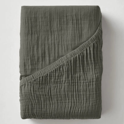 Drap-Housse Mousseline - Gris-Vert