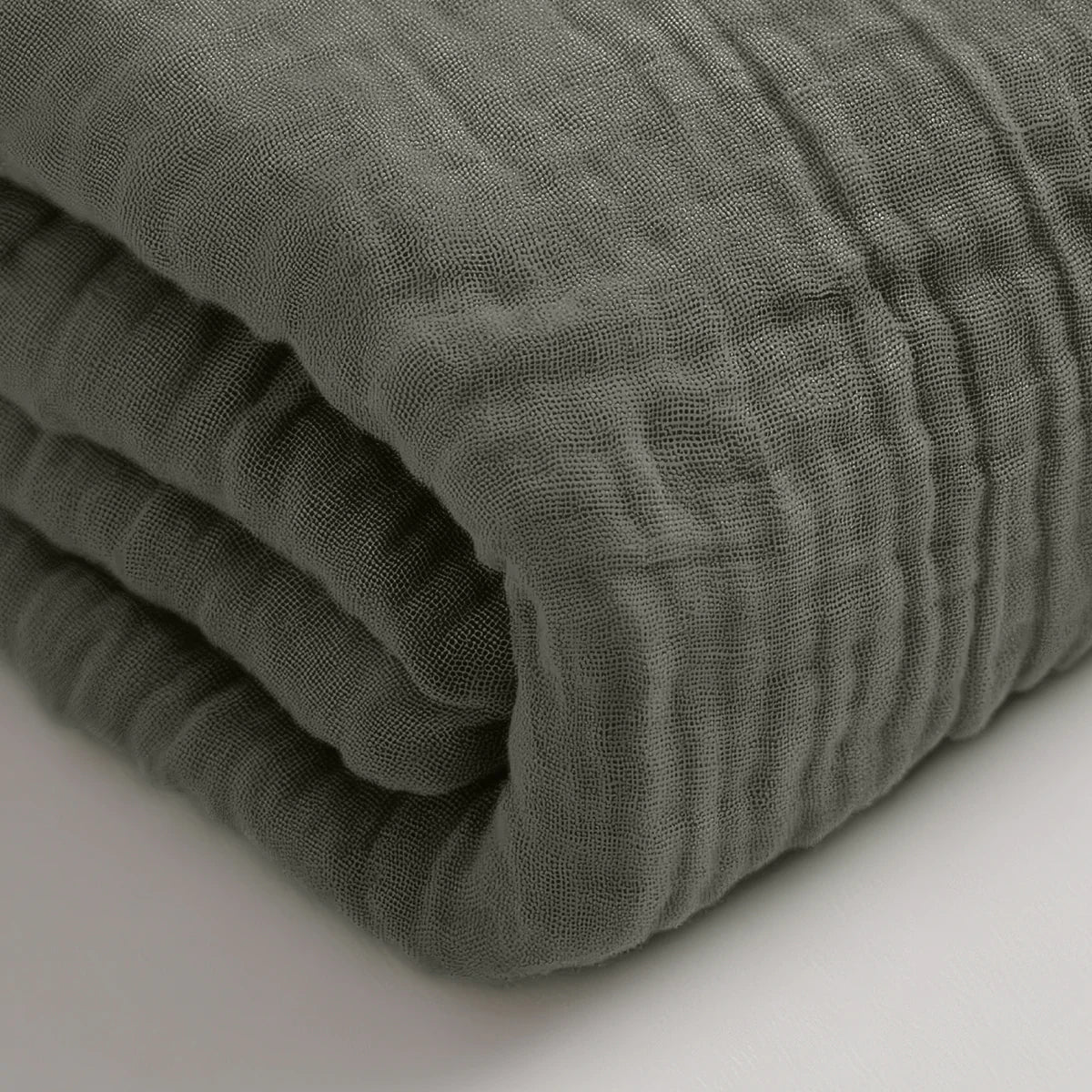 Drap-Housse Mousseline - Gris-Vert