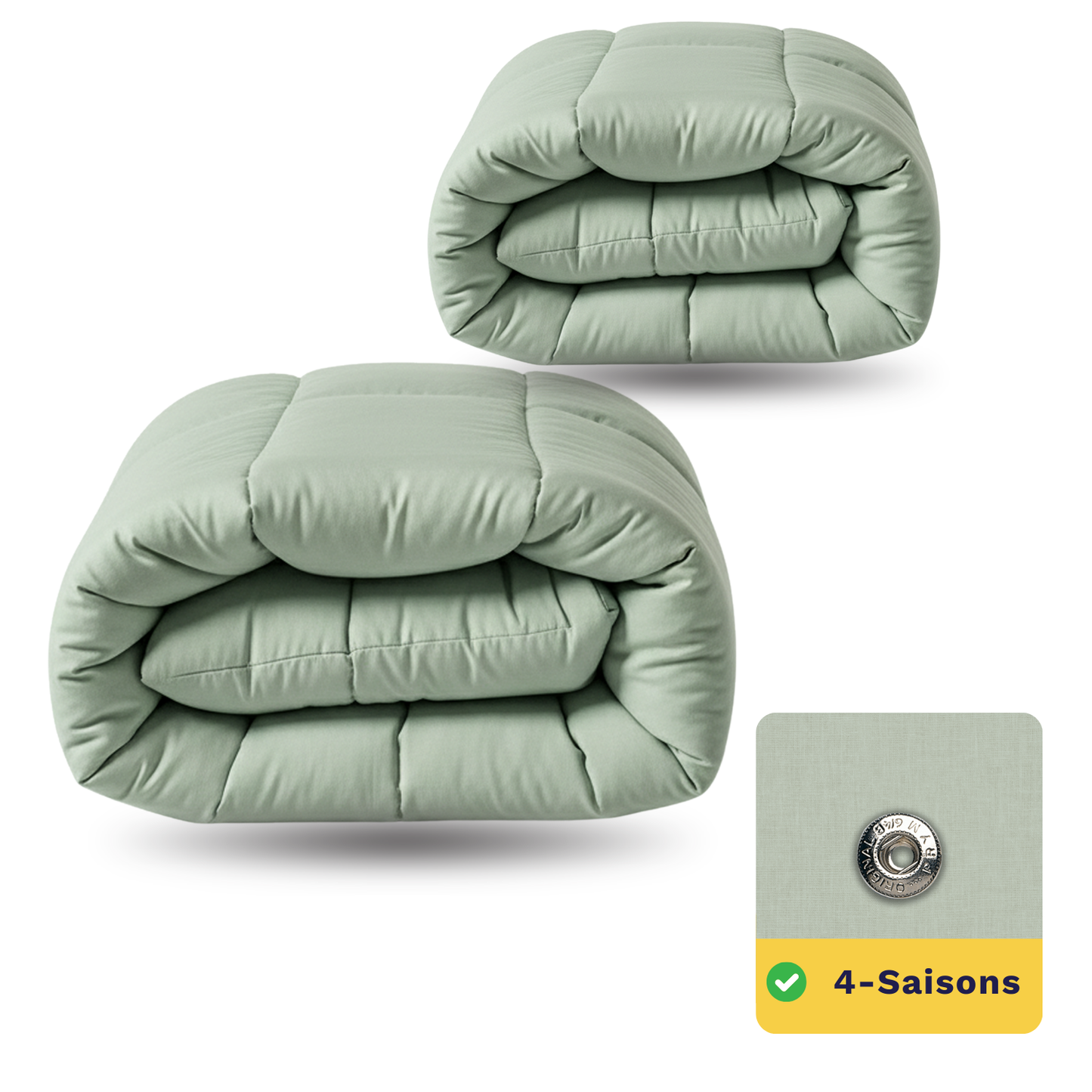Zelesta Wonderbed 4 Saisons Double Coton - Vert Naturel