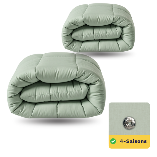 Zelesta Wonderbed 4 Saisons Double Coton - Vert Naturel