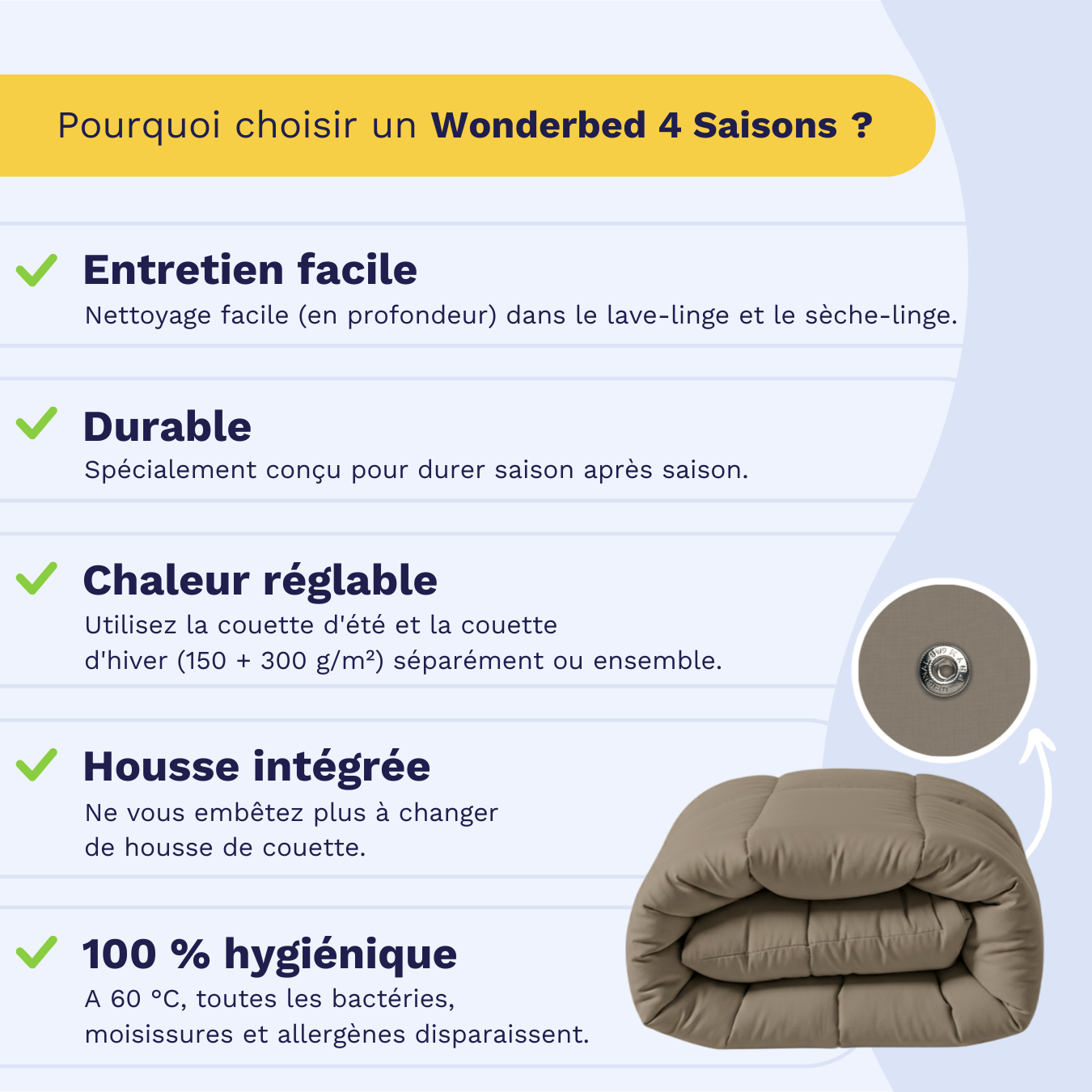 Zelesta Wonderbed 4 Saisons Double - Taupe Naturel