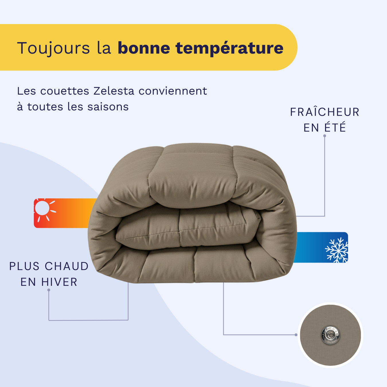 Zelesta Wonderbed 4 Saisons Double - Taupe Naturel