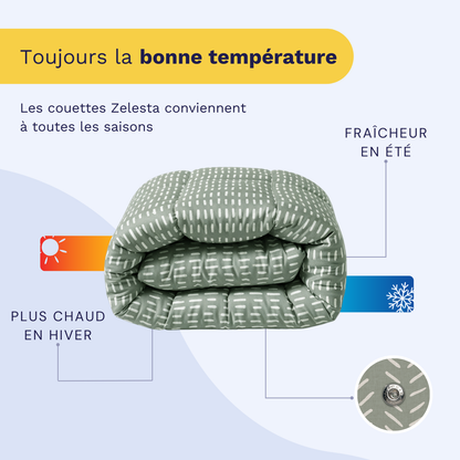 Zelesta Wonderbed 4 Saisons Double - Coutures Olive