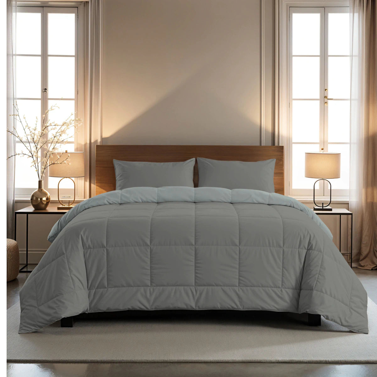 Zelesta Pure Duo Couette Été Coton - Gris Foncé & Gris Clair