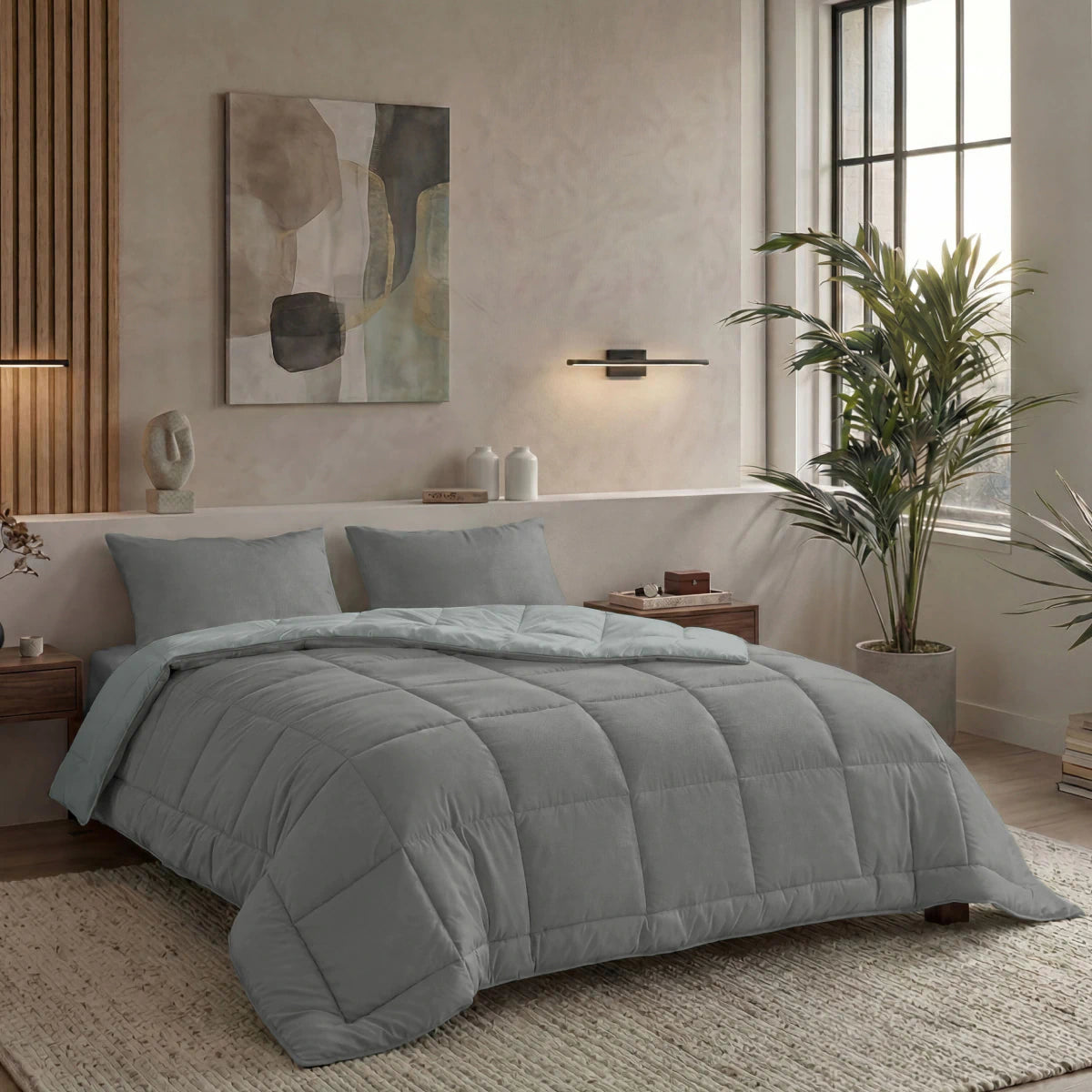 Zelesta Pure Duo Couette Été Coton - Gris Foncé & Gris Clair
