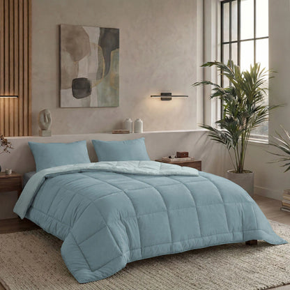 Zelesta Pure Duo Couette Été Coton - Bleu Gris & Bleu Clair