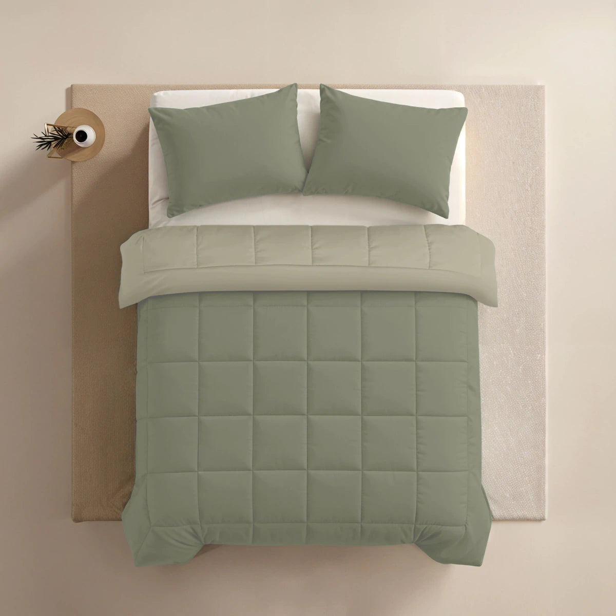 Zelesta Pure Duo Taies d'Oreiller Coton - Set de 2 - Gris Vert