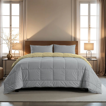 Zelesta Pure Duo Couette Été Coton - Gris Clair & Jaune Beurre