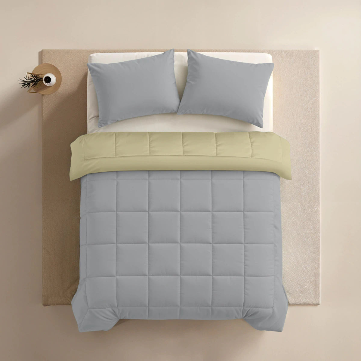 Zelesta Pure Duo Couette Été Coton - Gris Clair & Jaune Beurre