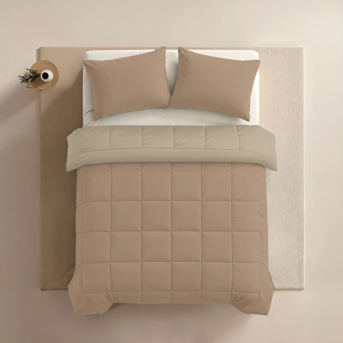 Zelesta Pure Duo Couette Été Coton - Vieux Rose & Marron Béton