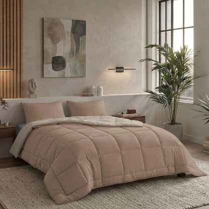 Zelesta Pure Duo Couette Été Coton - Vieux Rose & Marron Béton