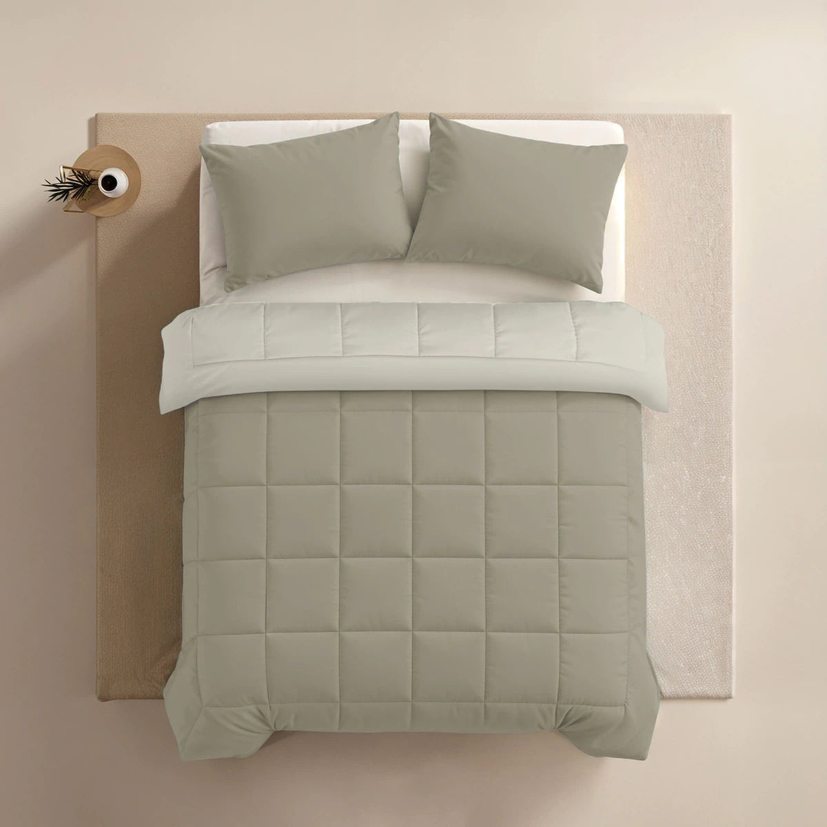 Zelesta Pure Duo Couette Été Coton - Gris Chaud & Blanc Crème