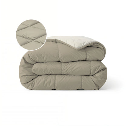 Zelesta Pure Duo Couette Été Coton - Gris Chaud & Blanc Crème