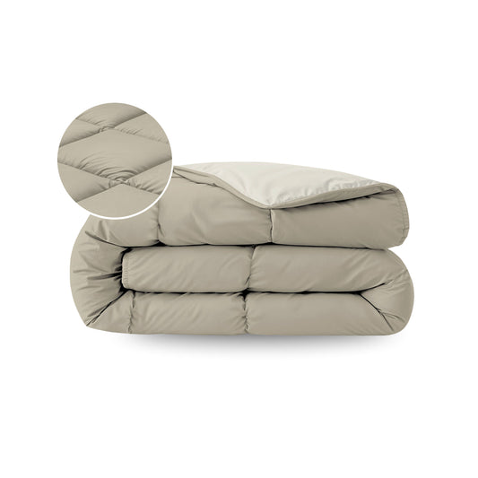 Zelesta Pure Duo Couette Été Coton - Gris Chaud & Blanc Crème