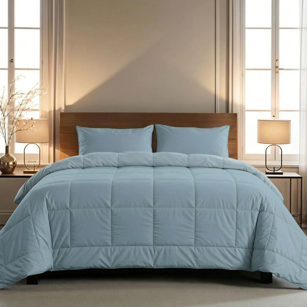 Zelesta Pure Unie Couette Coton - Bleu Serein