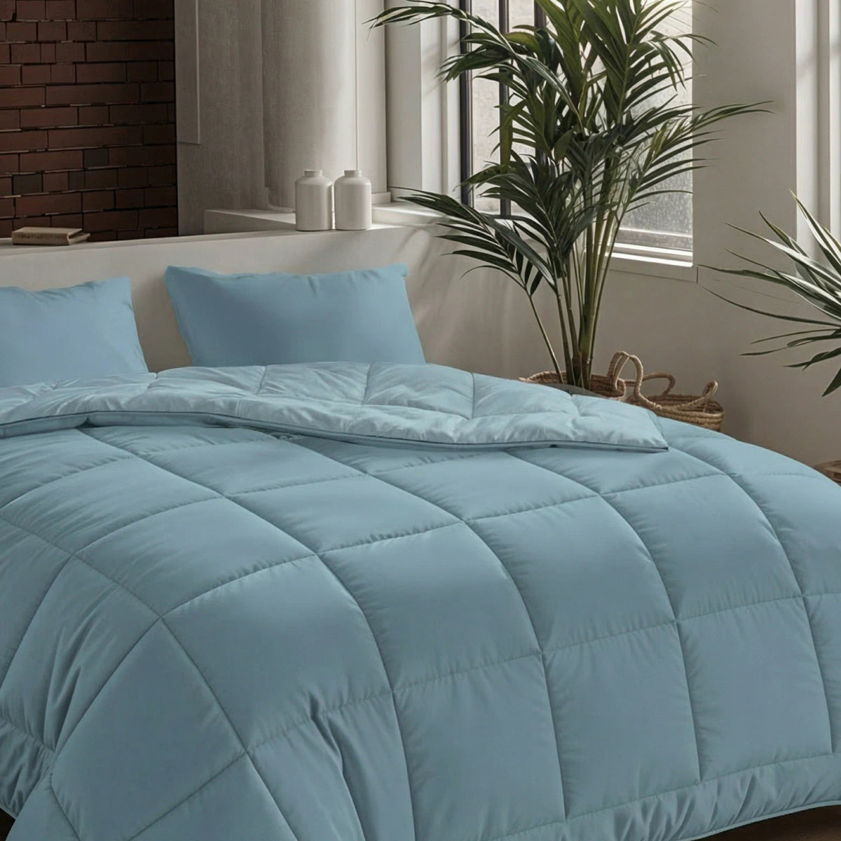 Zelesta Pure Unie Couette Coton - Bleu Serein