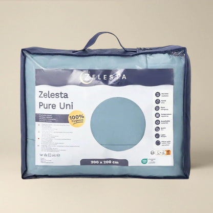 Zelesta Pure Unie Couette Coton - Bleu Serein