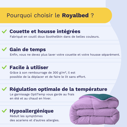 Zelesta Royalbed - Pétrole & Lilas 240x200cm