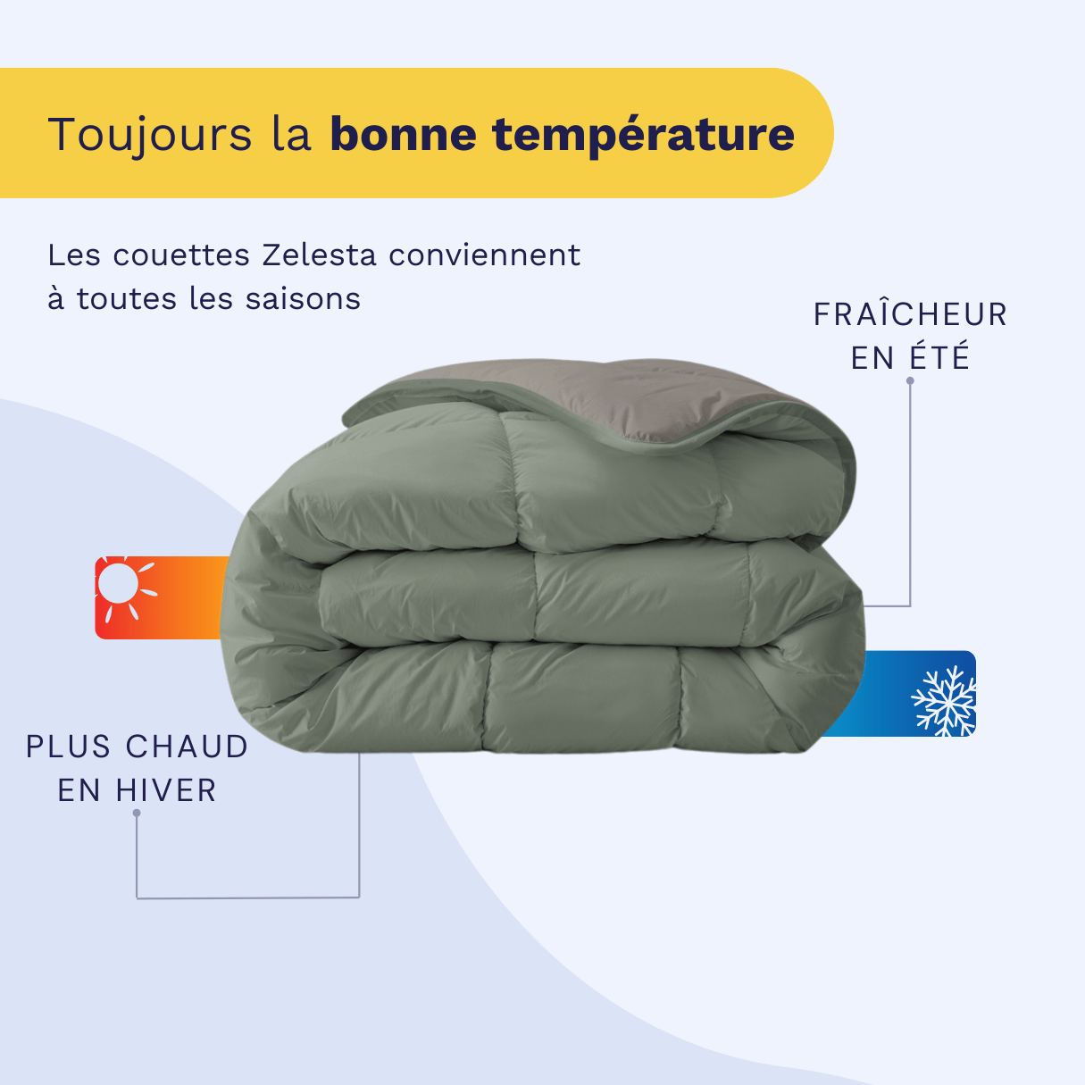 Zelesta Royalbed - Gris Tendre et Vert Pastel