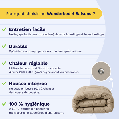 Zelesta Wonderbed 4 Saisons Double Coton - Taupe Poudré