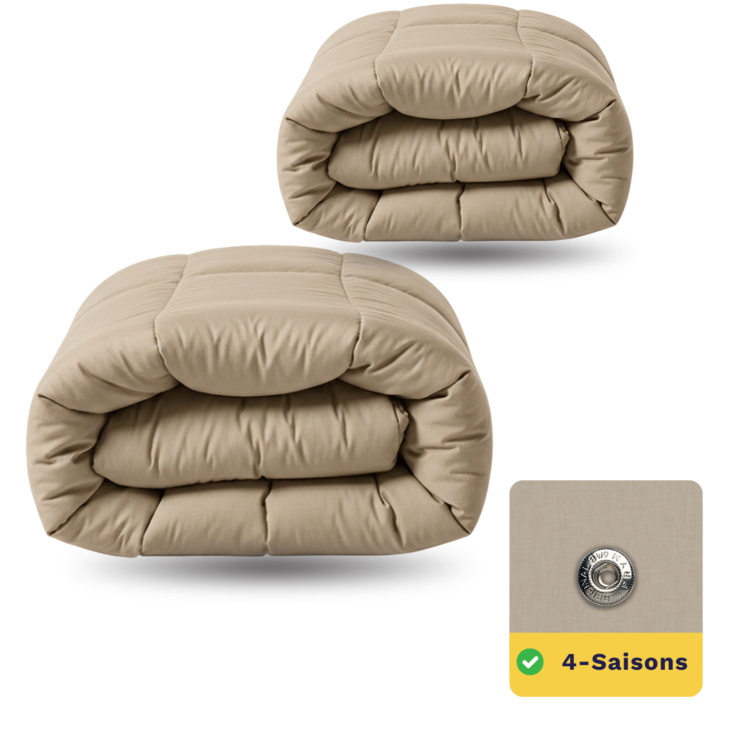 Zelesta Wonderbed 4 Saisons Double Coton - Taupe Poudré