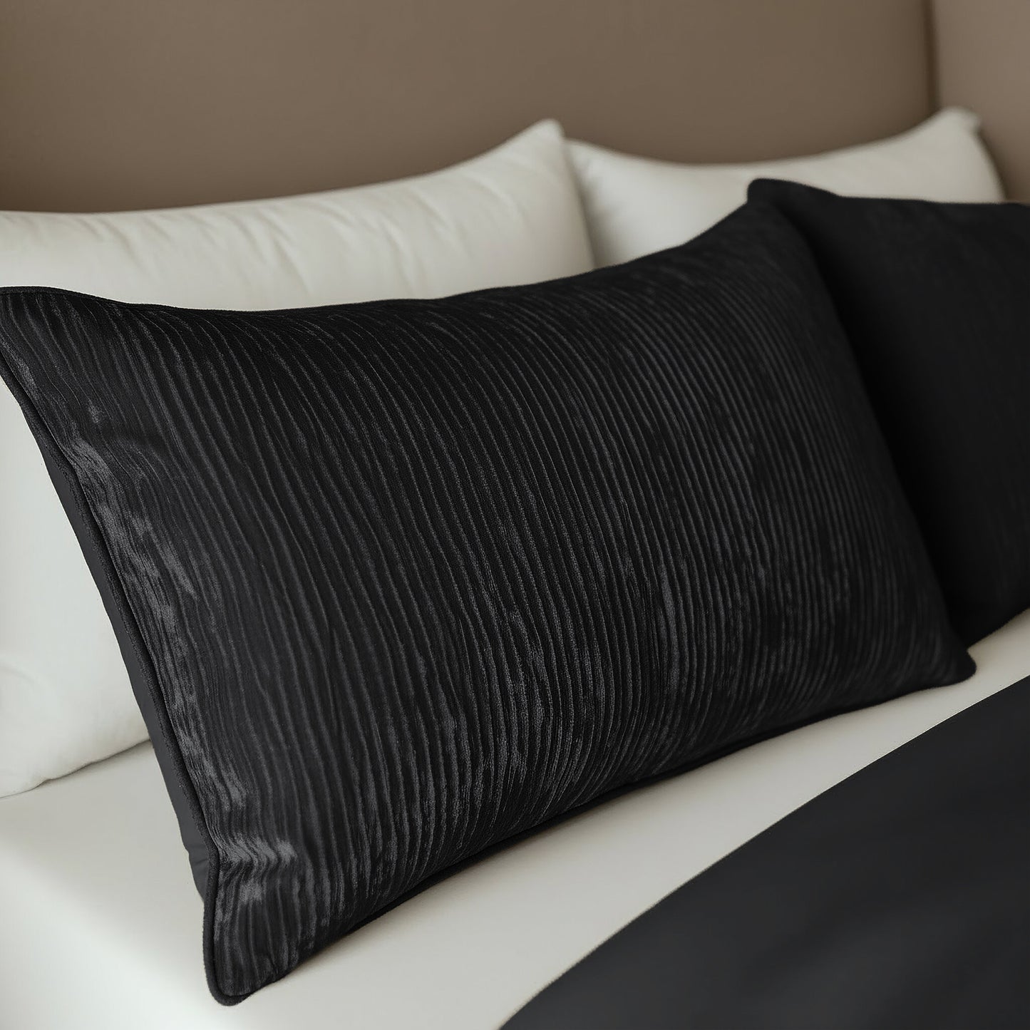Zelesta Velvetbed Chic Taies d'Oreiller - Set de 2 - Noir