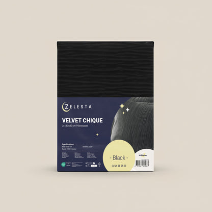 Zelesta Velvetbed Chic Taies d'Oreiller - Set de 2 - Noir