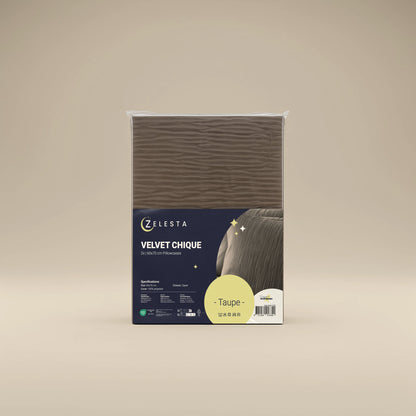 Zelesta Velvetbed Chic Taies d'Oreiller - Set de 2 - Taupe