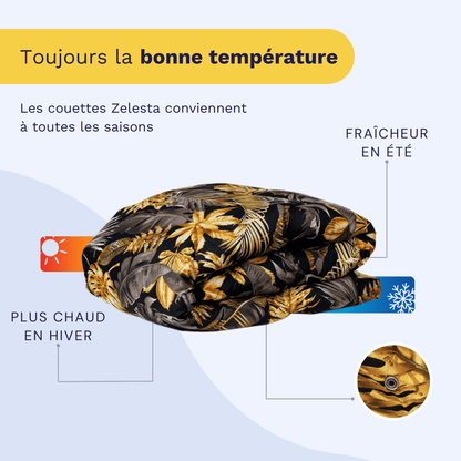 Zelesta Wonderbed 4 Saisons Double - Feuilles dorées