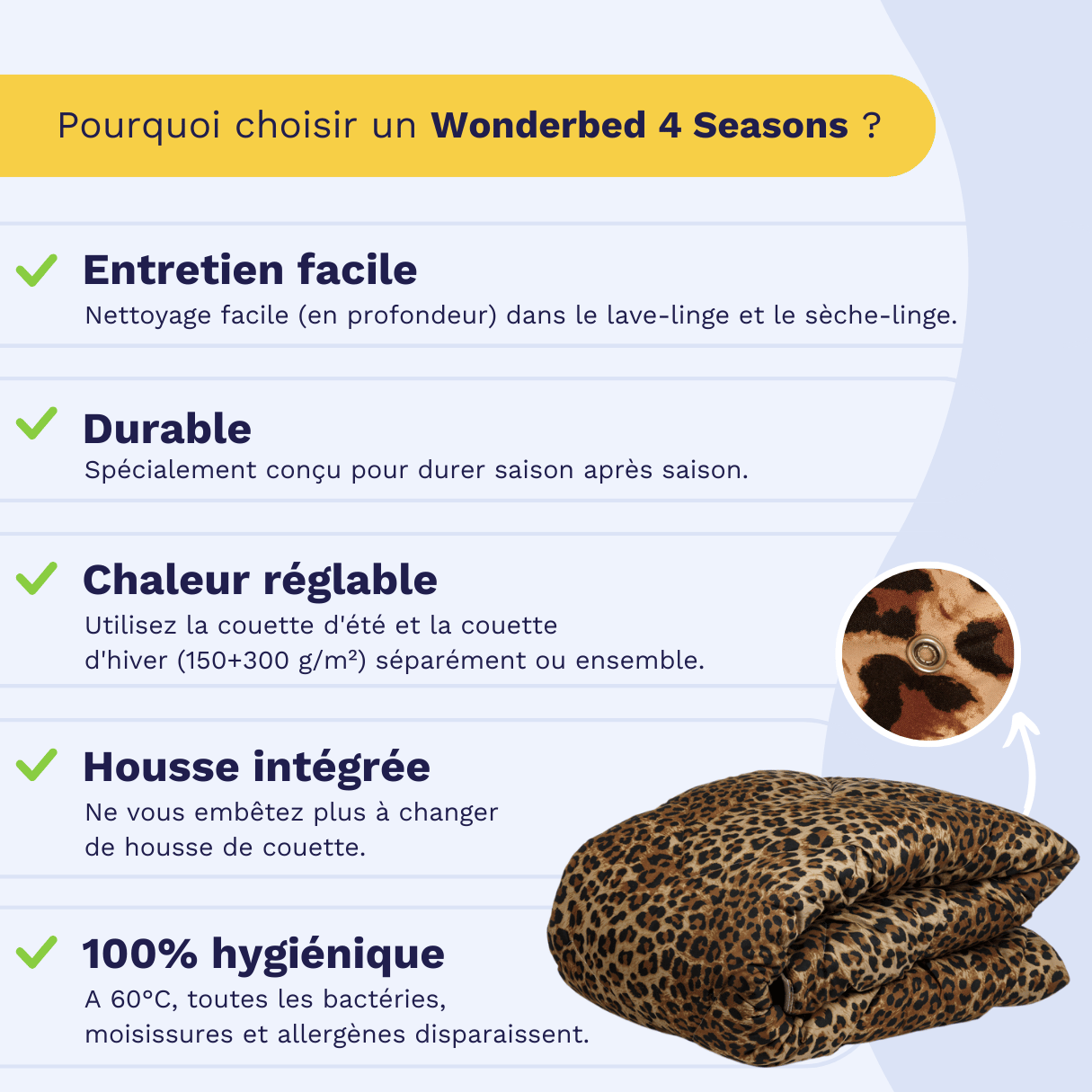 Zelesta Wonderbed 4 Saisons Double - Peau de Jaguar