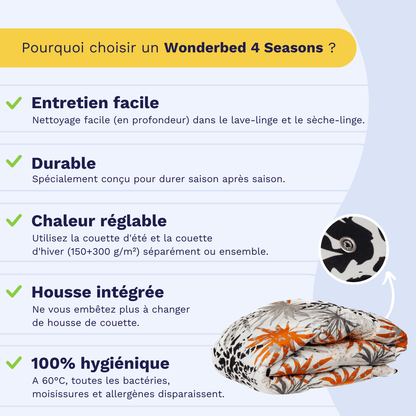 Zelesta Wonderbed 4 Saisons Double - Jungle orange
