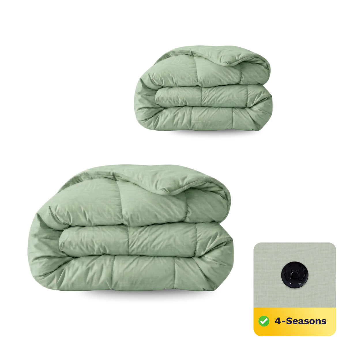 Zelesta Wonderbed 4 Saisons Double Coton - Vert Naturel