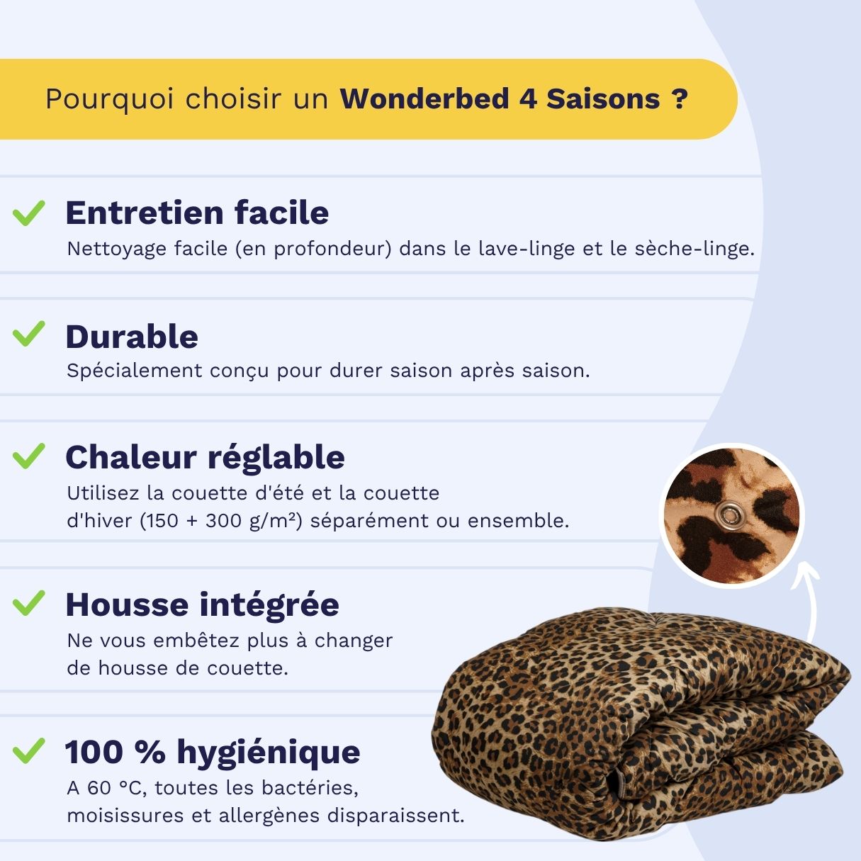 Zelesta Wonderbed 4 Saisons Double - Peau de Jaguar