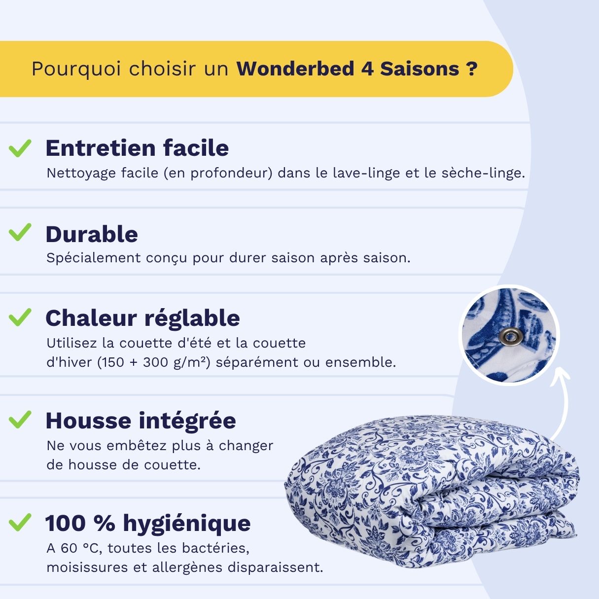 Zelesta Wonderbed 4 Saisons Double - Motif Néerlandais